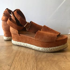 Chloe Rust Suede Lauren Platform Espadrille 39